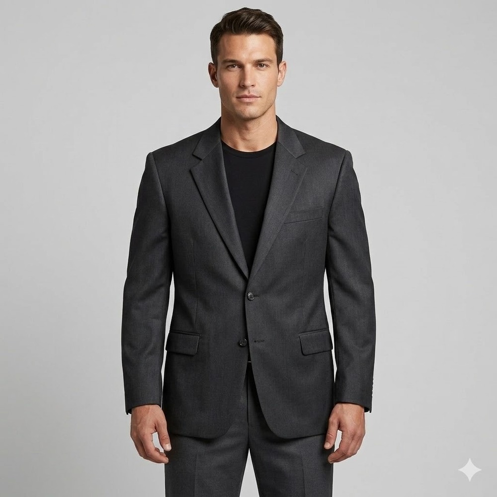 Botany 500 Classic Two Button Suit Jacket‎ Blazer Charcoal Dark Grey 48R